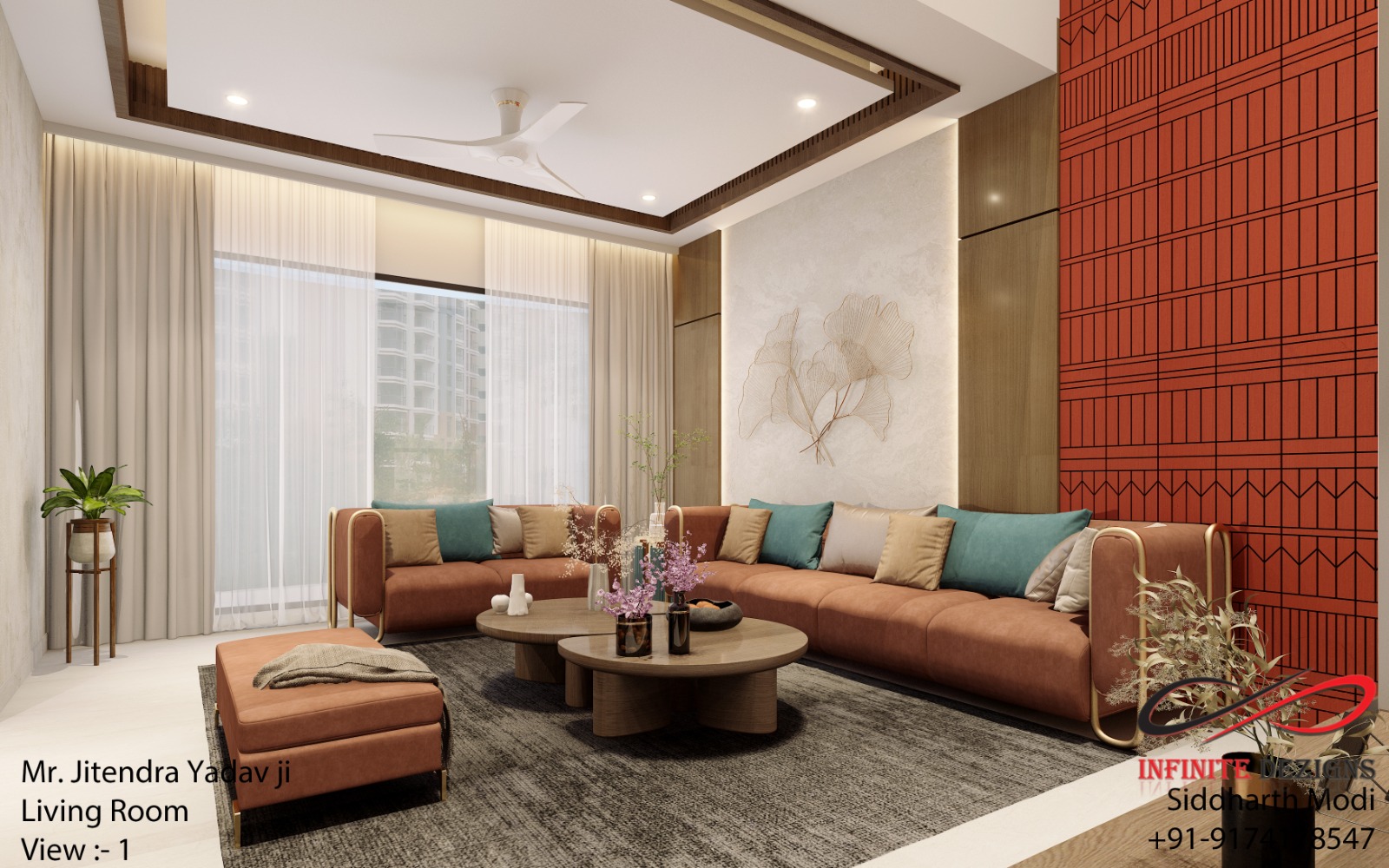 Contemporary Living Room Design in Vijay Nagar, Indore by Infinite Dezigns