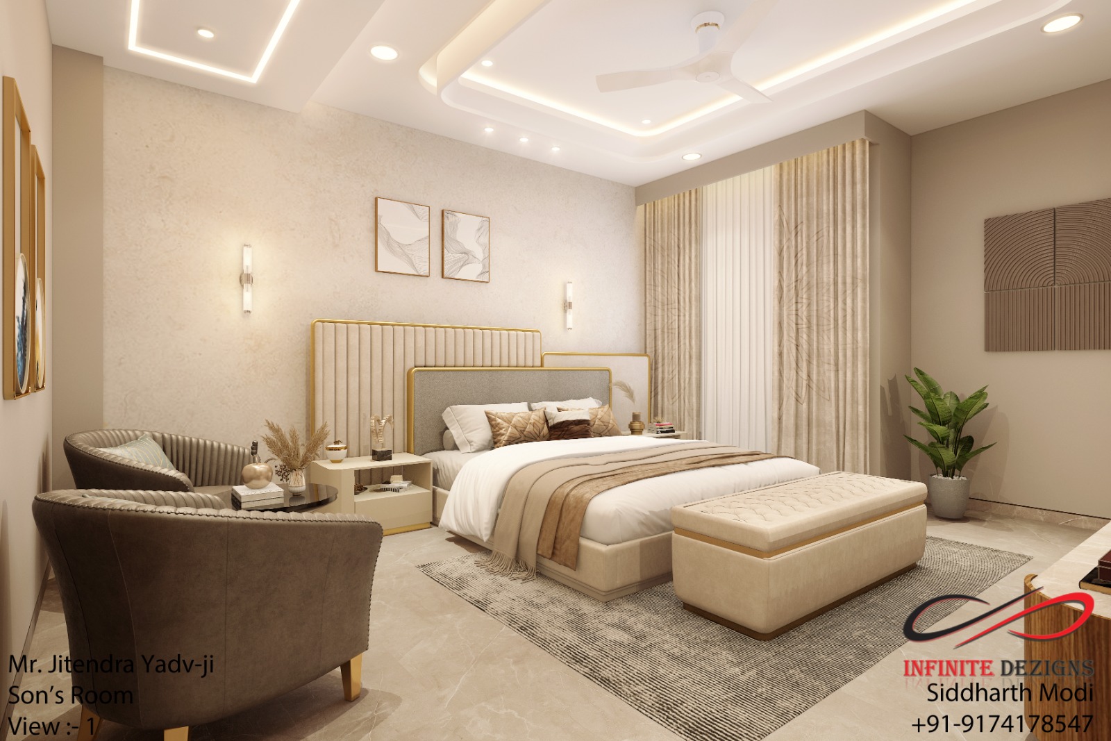 Modern Bedroom Interior Design in Vijay Nagar, Indore by Infinite Dezigns